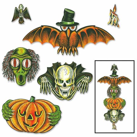 GOLDENGIFTS 428 6 to 28 in. Vintage Halloween Totem Pole Cutouts, 12PK GO1692975